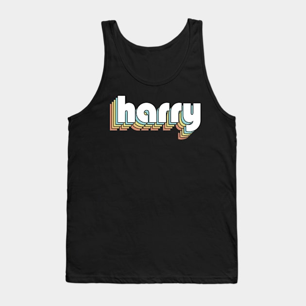 Harry Retro Rainbow Typography Faded Style Tank Top by Paxnotods